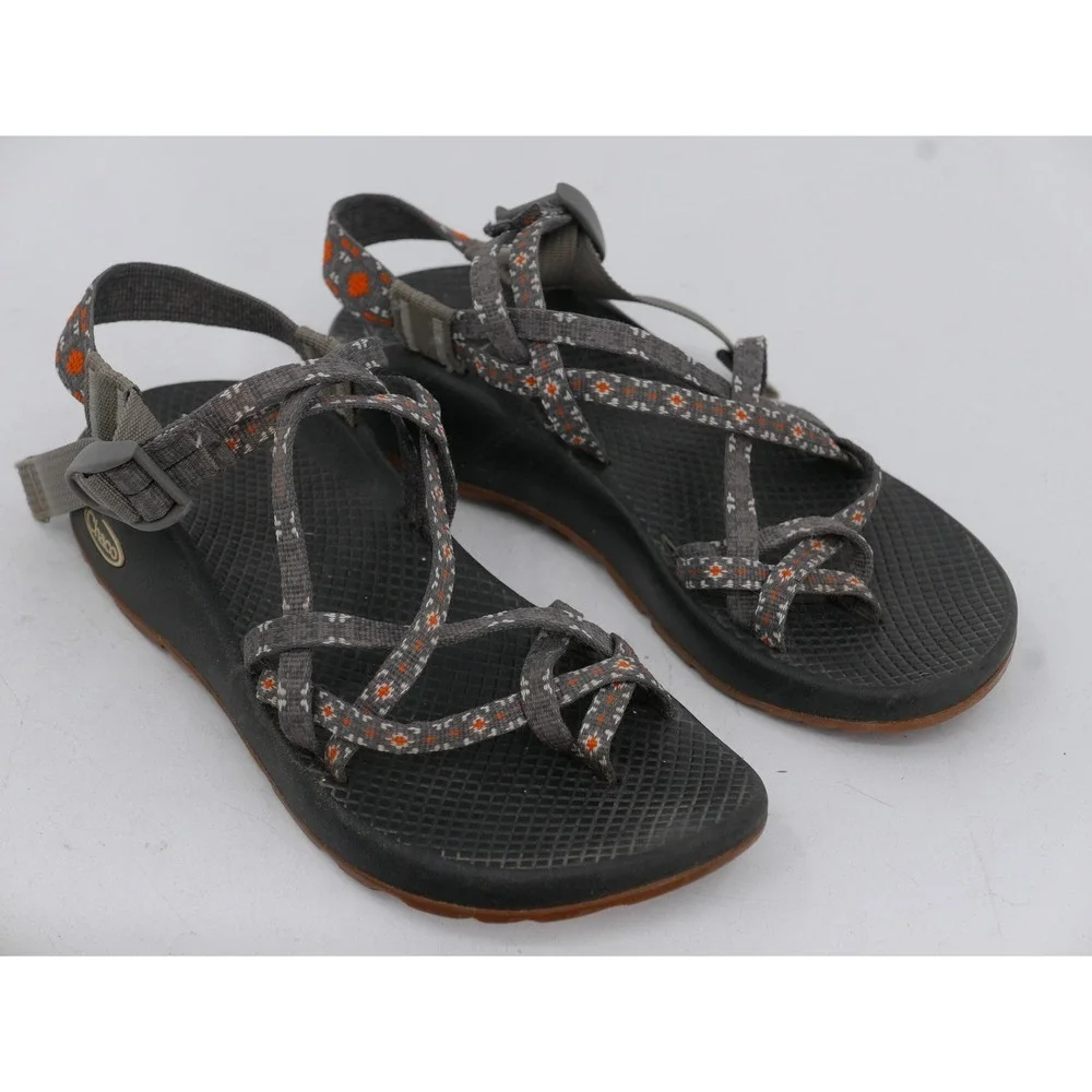 Chaco ZX2 Floral Sandals Gray Strappy Adjustable Hiking Womens Size 8 EU 38.5